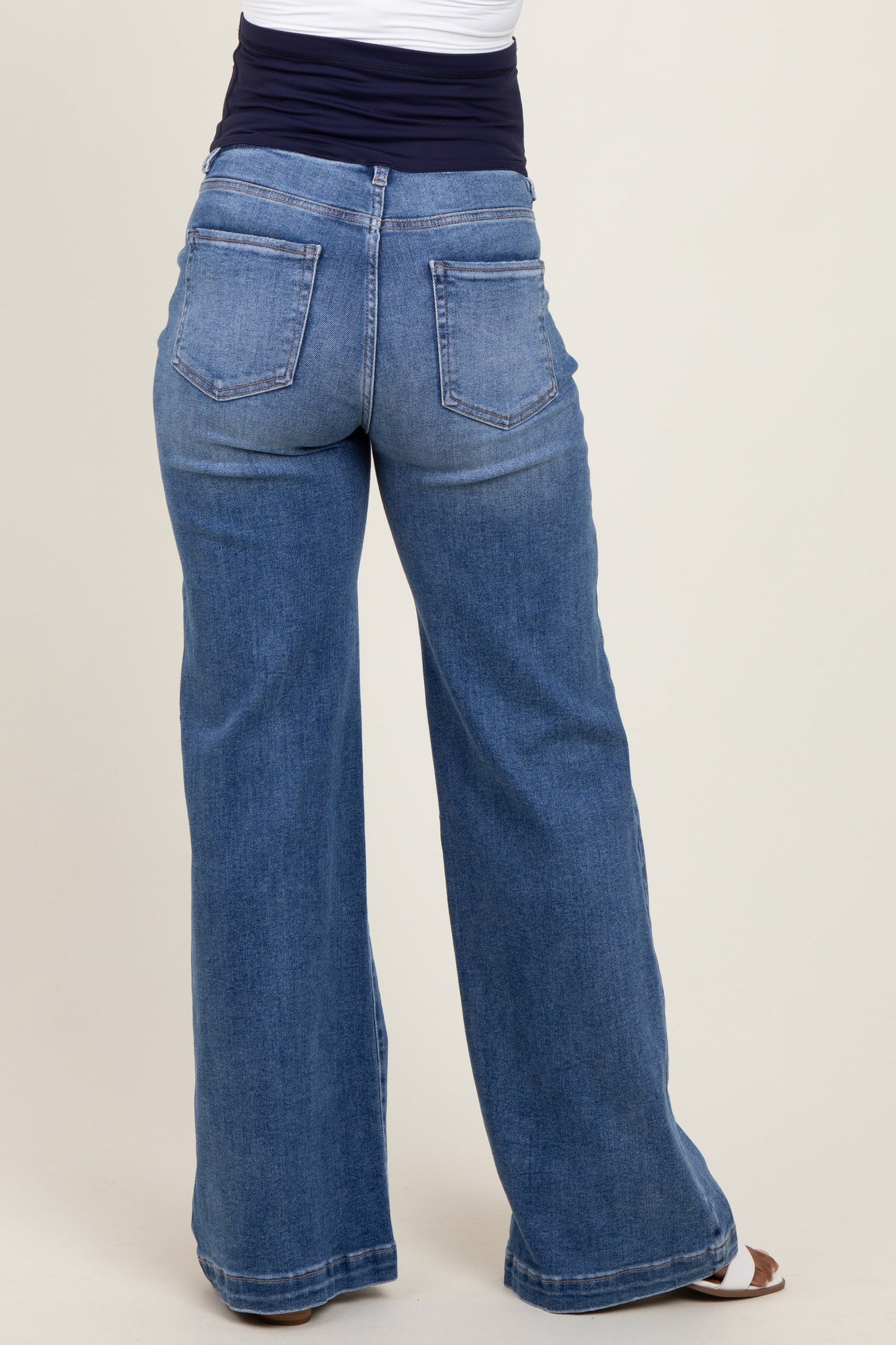 Blue Vintage Wash Wide Leg Maternity Jeans
