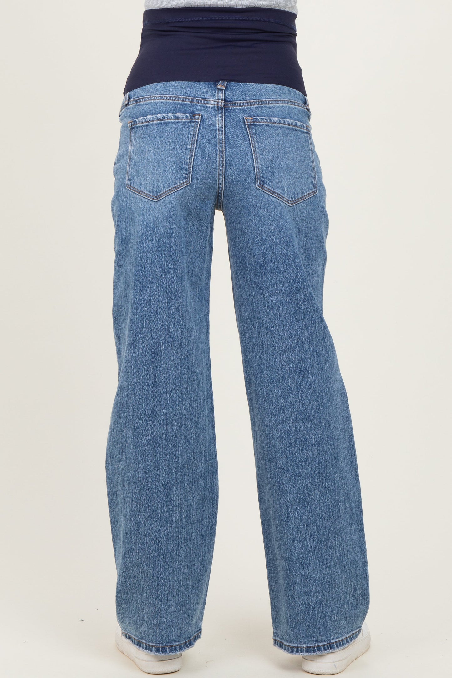 Blue Classic Medium Wash Wide Leg Maternity Jeans