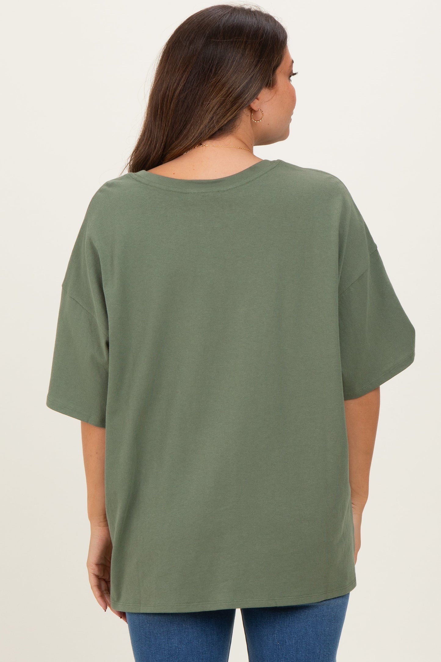 Light Olive Cotton Oversized Maternity Tee
