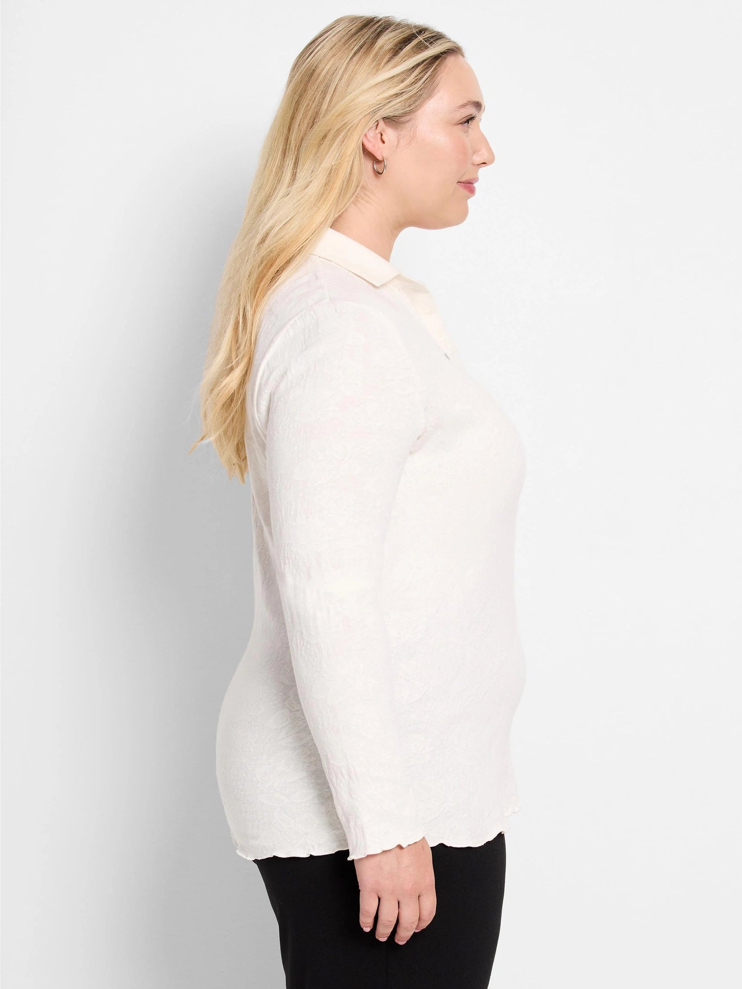 Lace Knit Collared Top