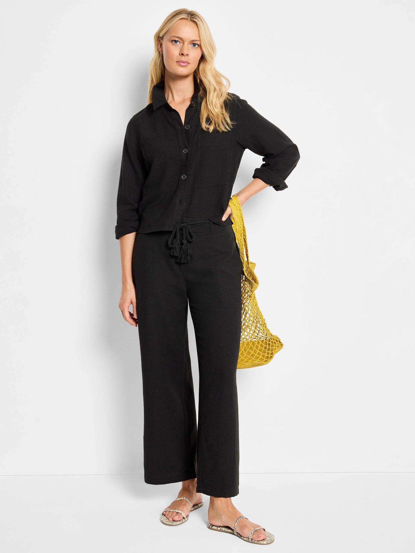 Rumba Linen Rope Belt Cropped Pant