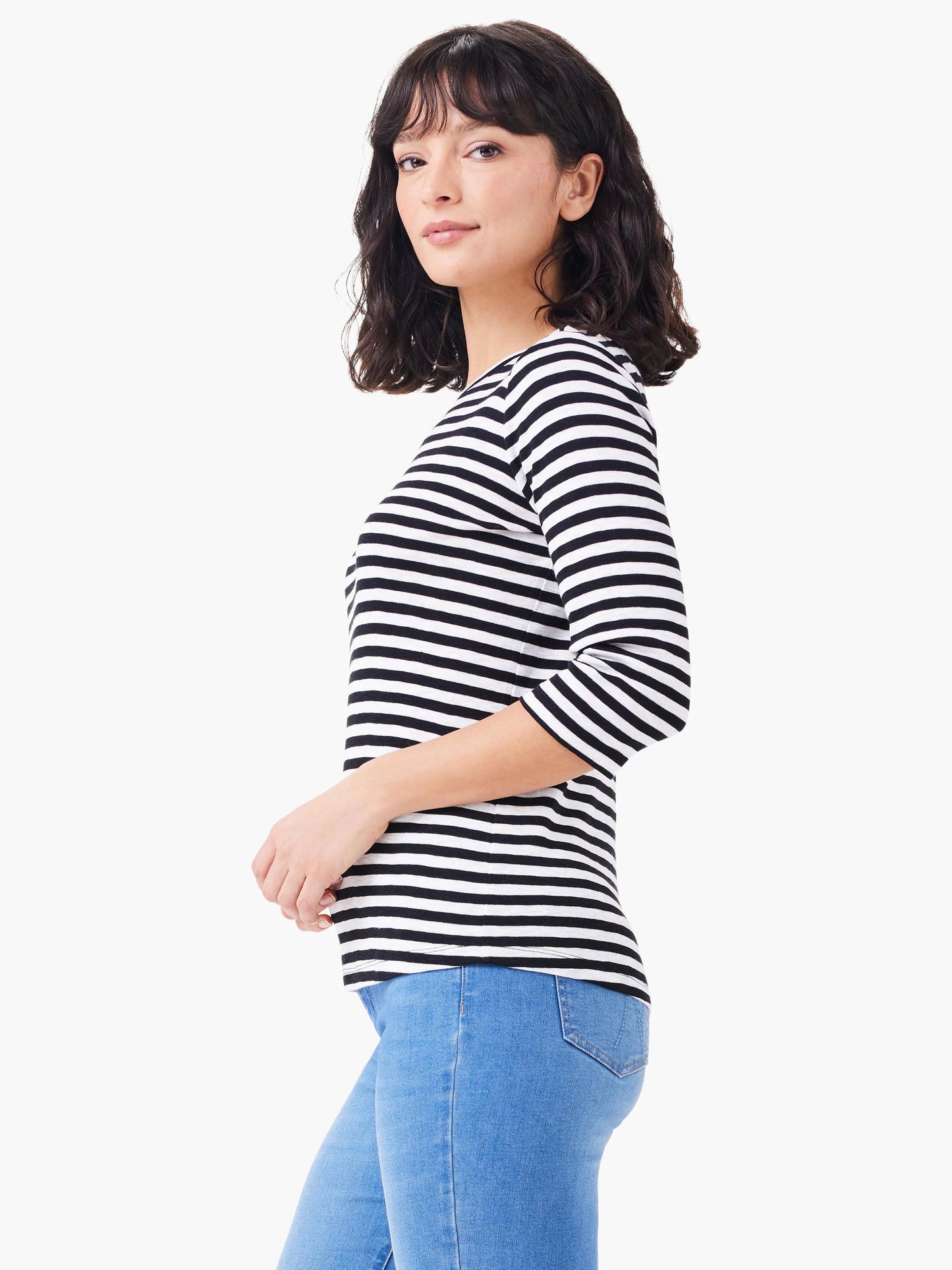 NZT 3/4 Sleeve Stripe Boat Tee