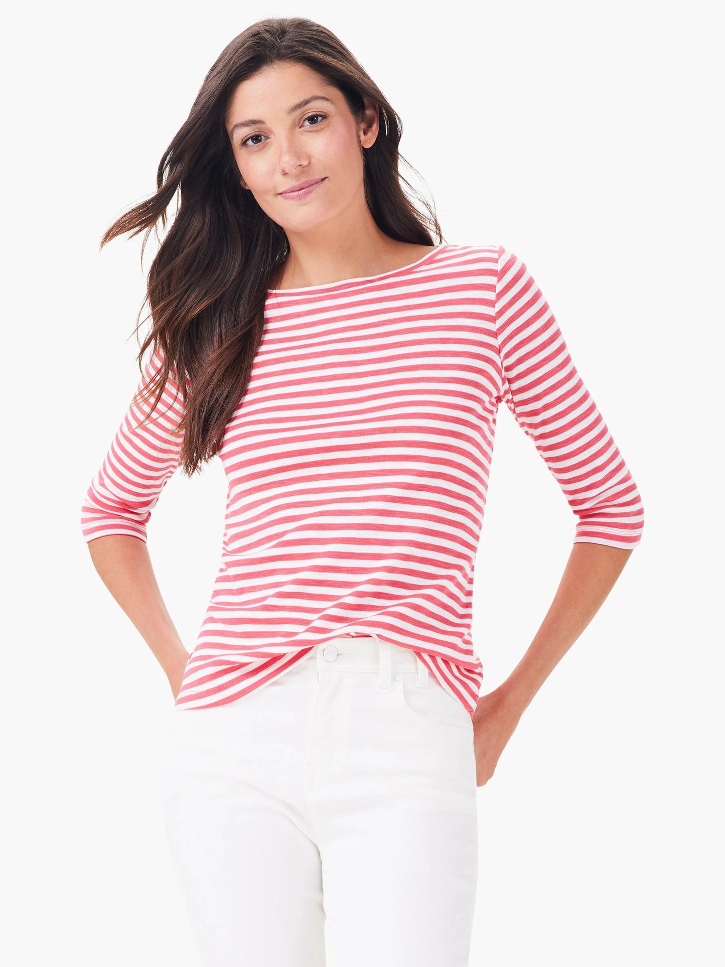 NZT 3/4 Sleeve Stripe Boat Tee