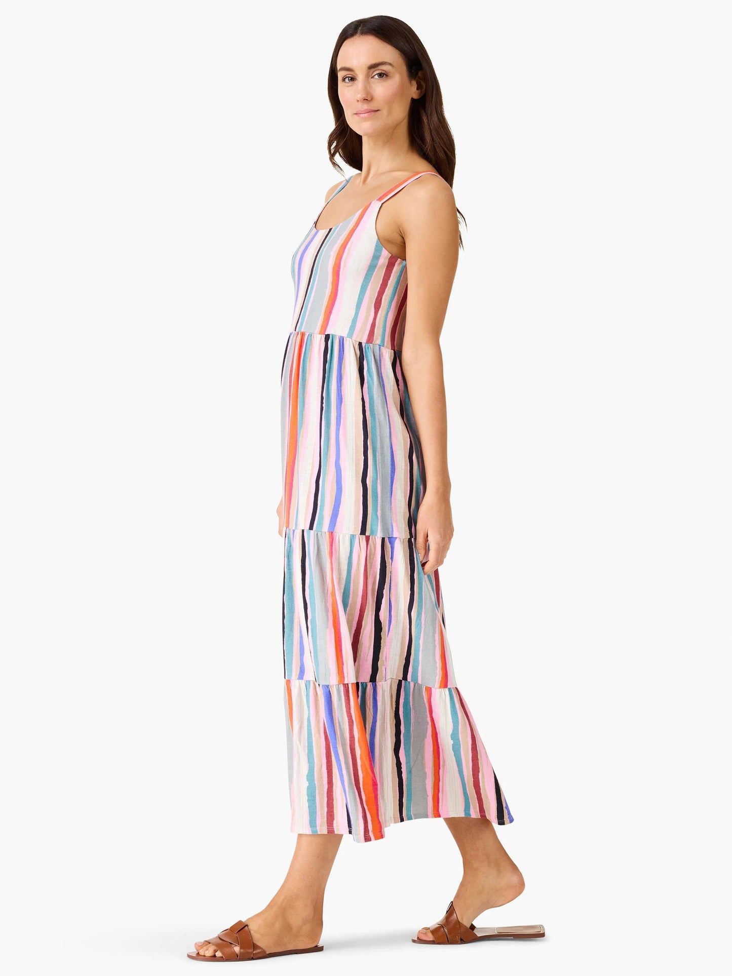NZT Painted Stripes Tiered Maxi Dress