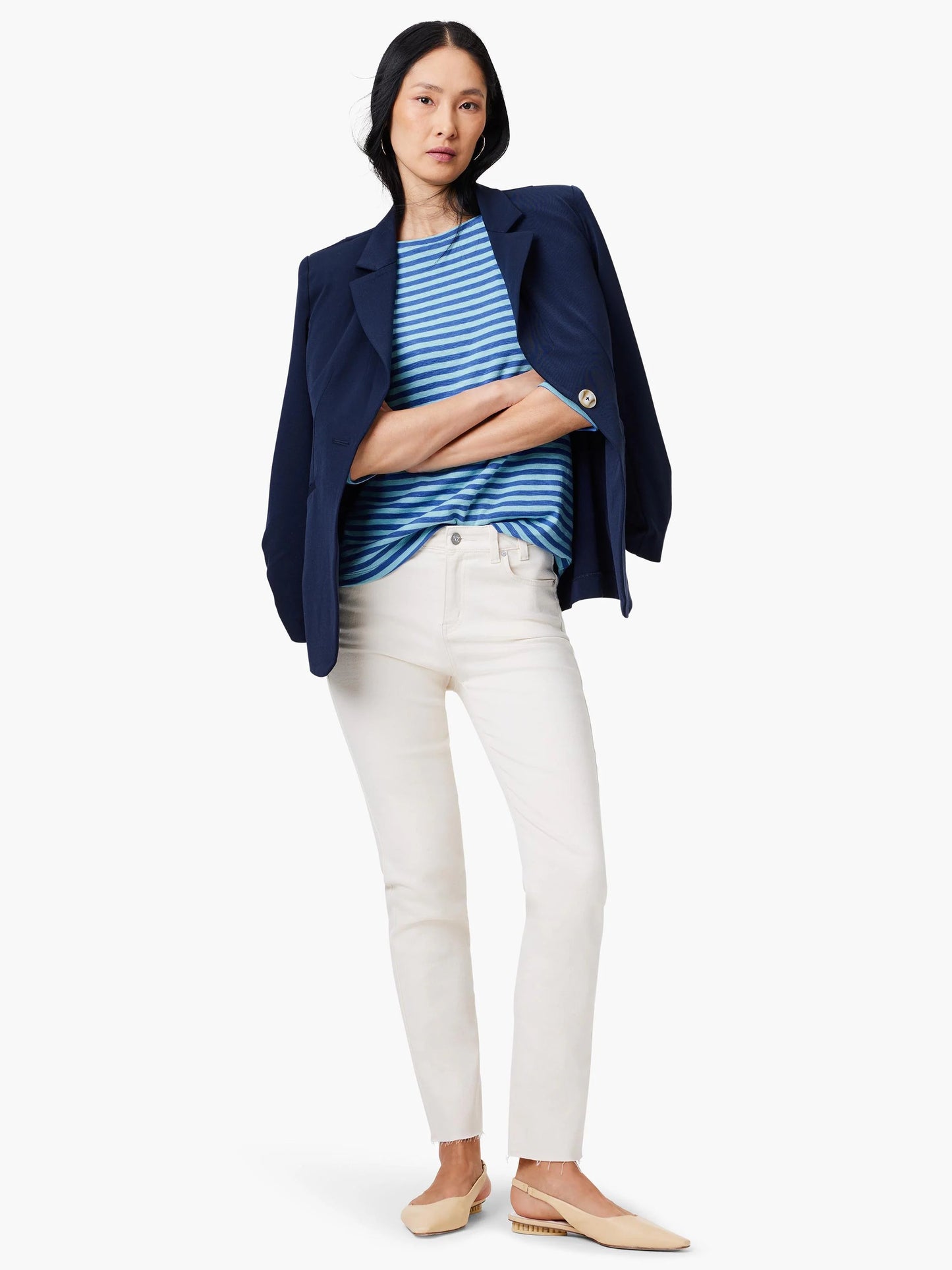 NZT 3/4 Sleeve Stripe Boat Tee