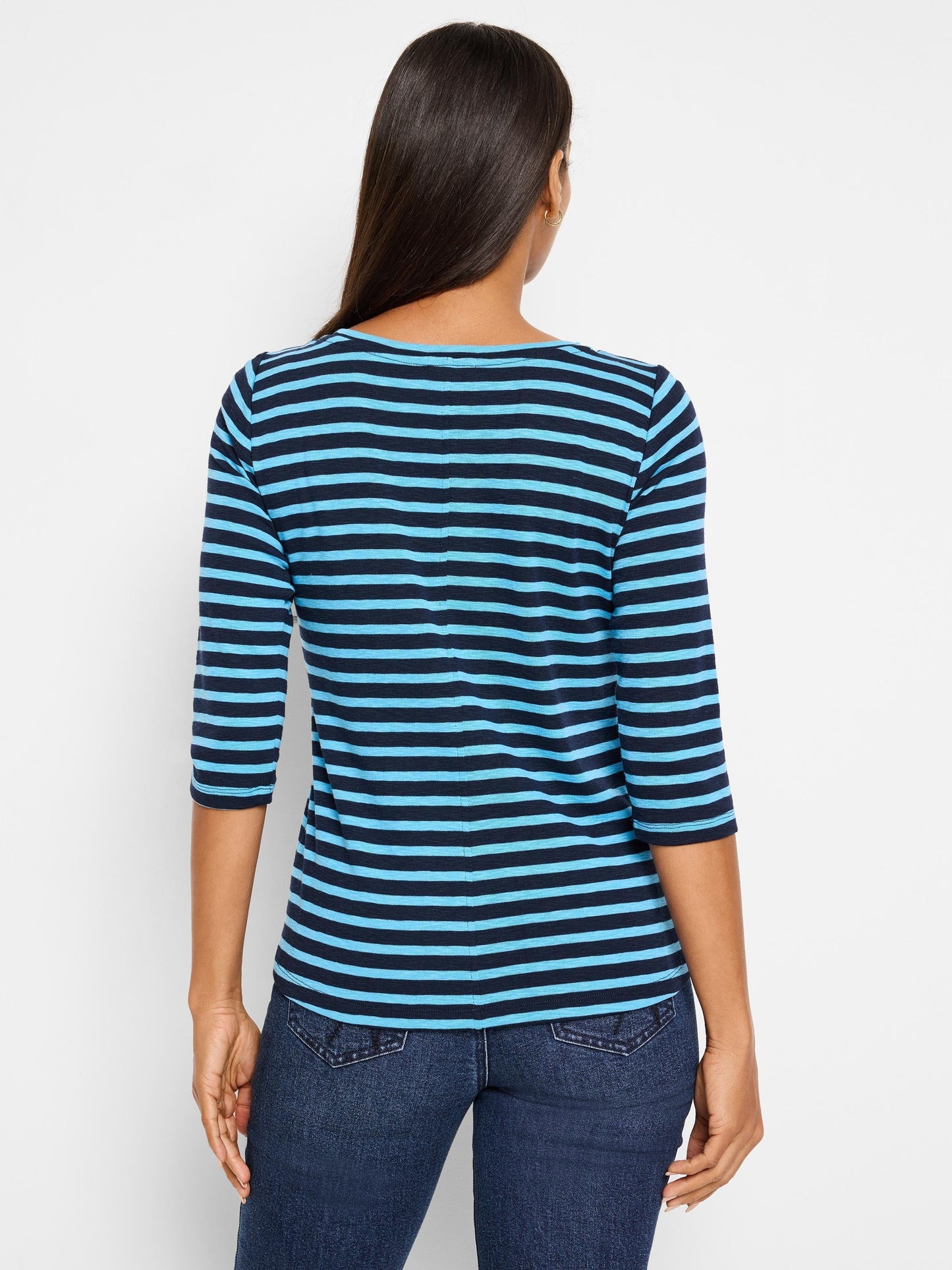 NZT 3/4 Sleeve Stripe Boat Tee