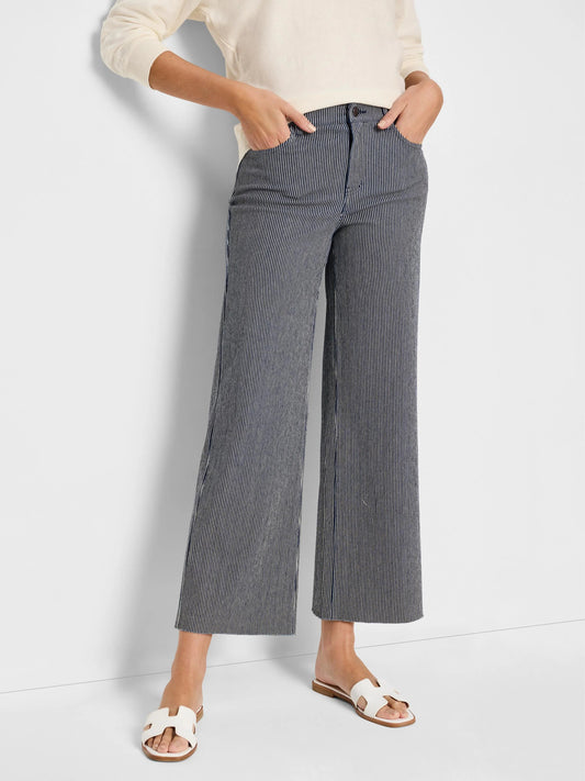 Railroad Stripe Weekend Wide Leg Ankle Jeans