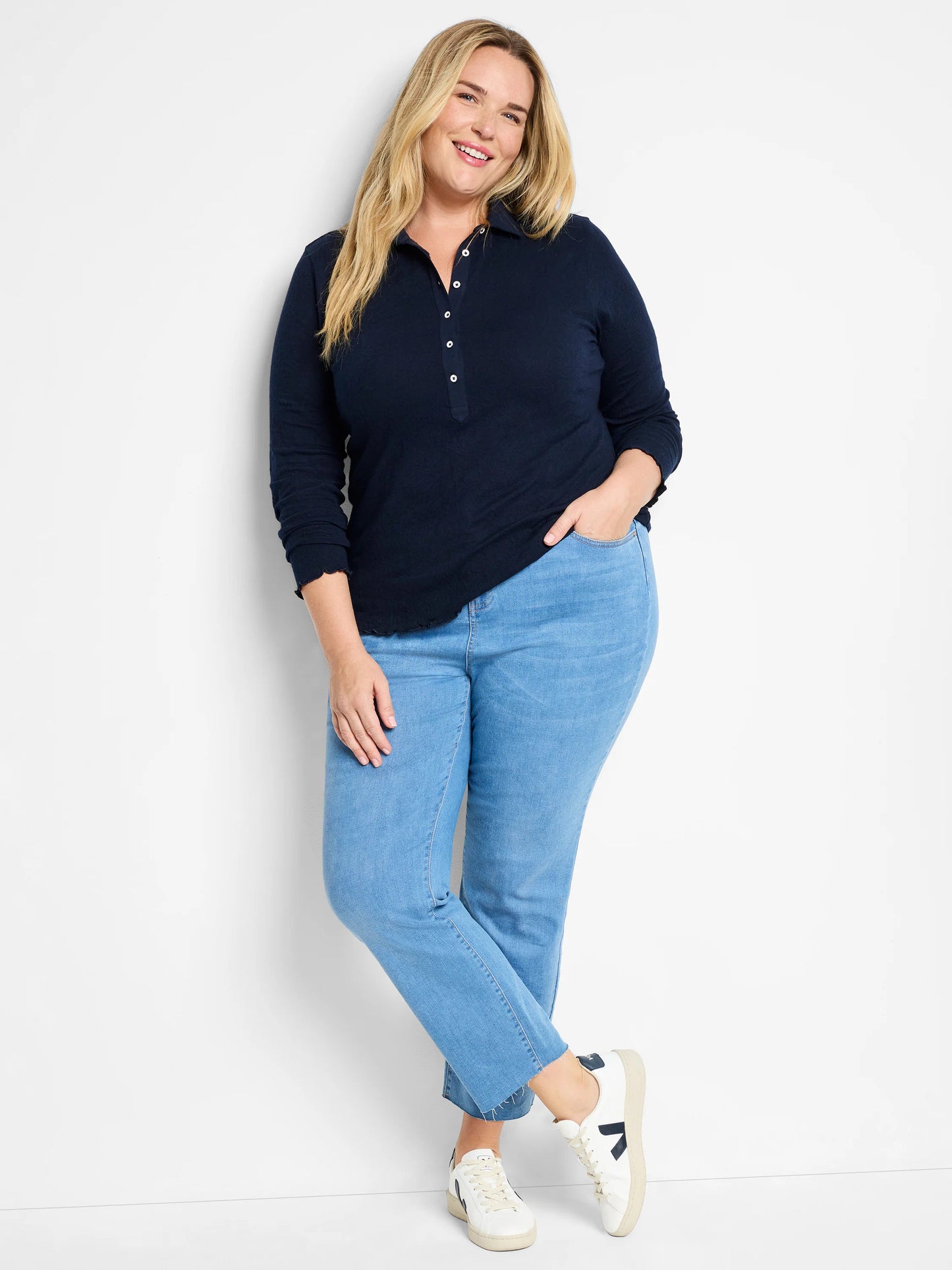 Lace Knit Collared Top